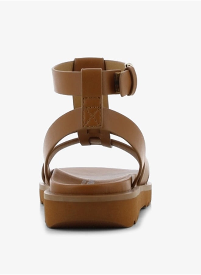 SJ - Women's Solid Gladiator Sandals with Buckle Closure - Image 1