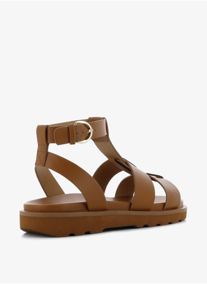 SJ - Women's Solid Gladiator Sandals with Buckle Closure - Image 1