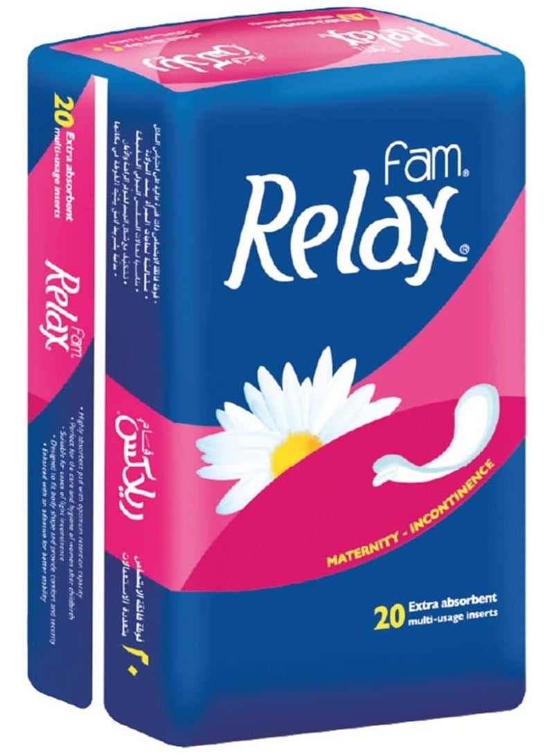 Fam Fam Relax Maternity & Incontinence Pads – 20 Extra Absorbent Pads  - Image 1