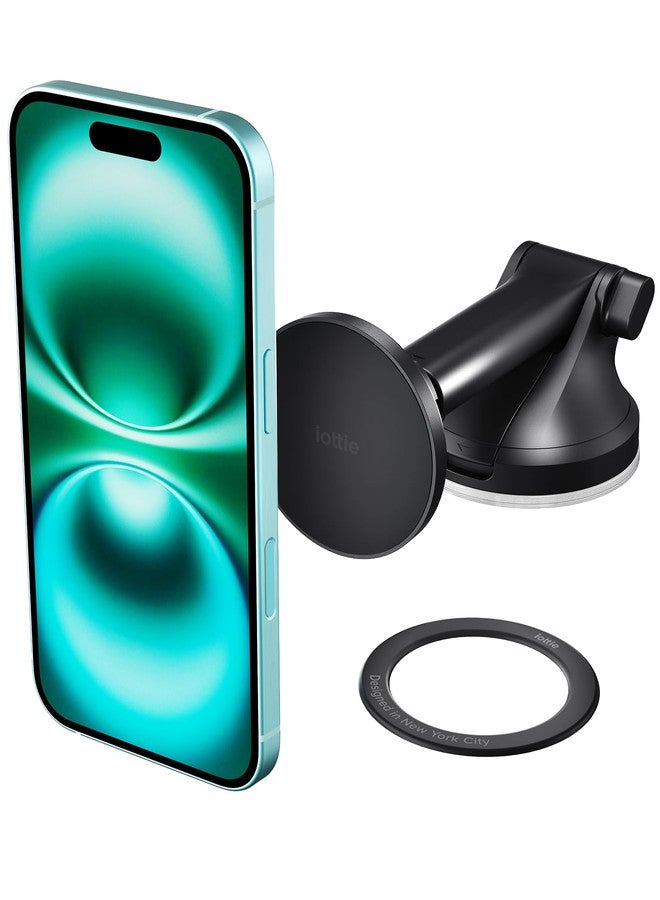 iOttie iTap 3 Magnetic Dash & Windshield Mount Car Phone Holder with Magnetic Ring Adapter. Compatible with iPhone, Samsung Galaxy, Google Pixel, Huawei, LG, and All Qi Compatible Smartphones - Image 1