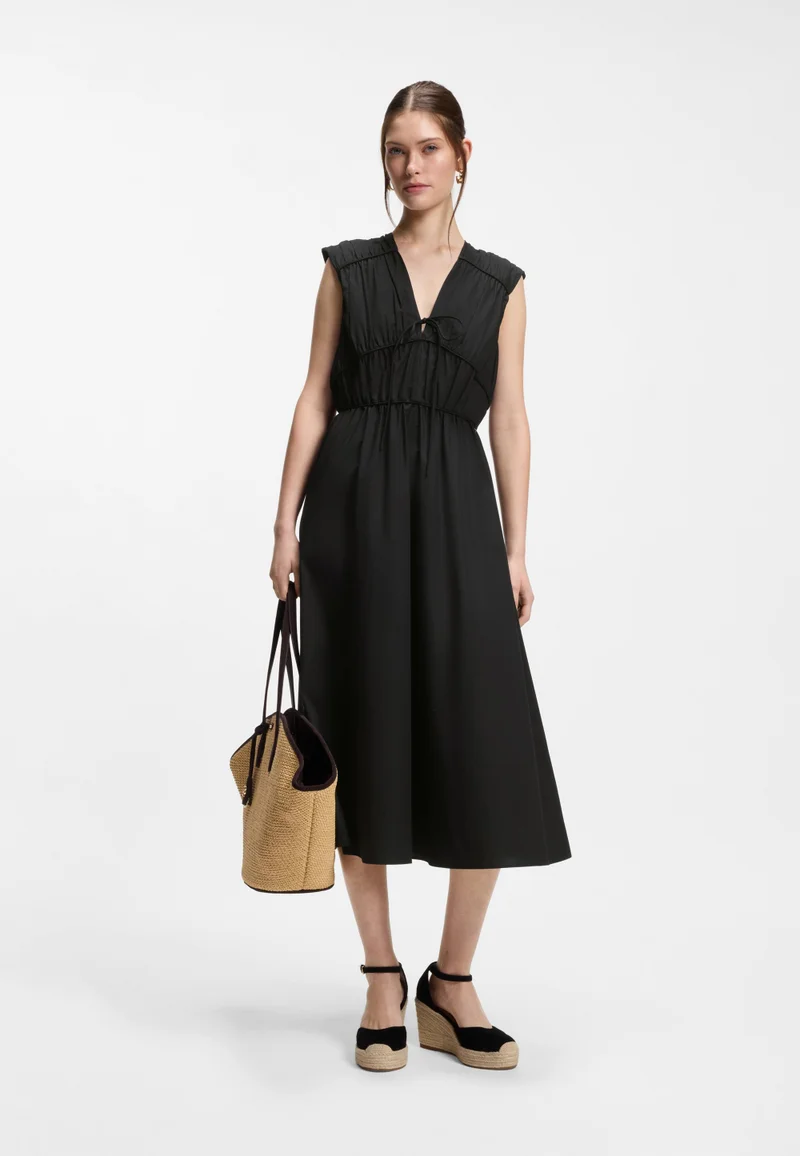 BOSS Black Cotton-poplin dress with gathered details for Women | Best Price UAE