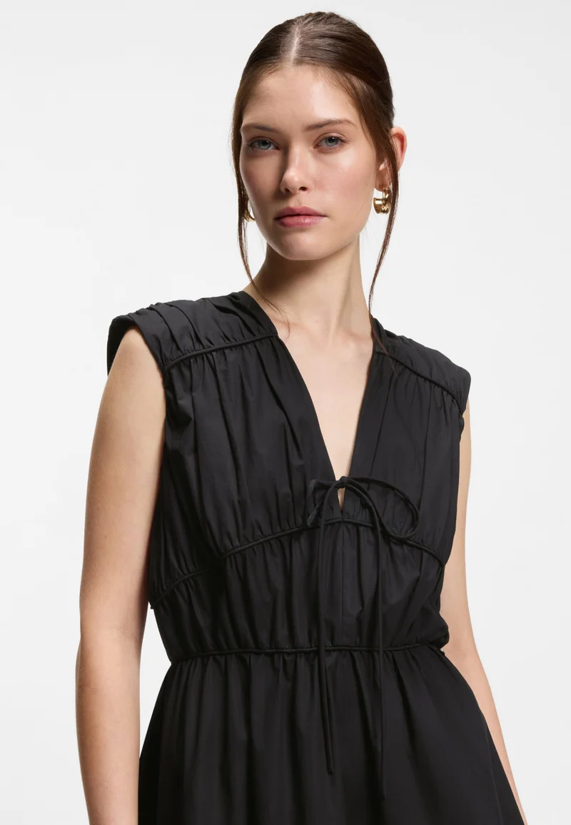 BOSS Black Cotton-poplin dress with gathered details for Women | Best Price UAE