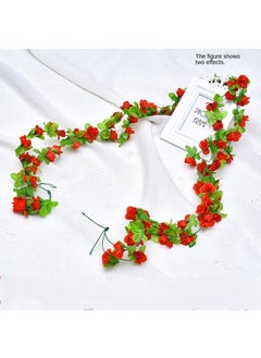 Generic 10Pcs Artificial flower rose vine wall decoration flower vine Red  - Image 1