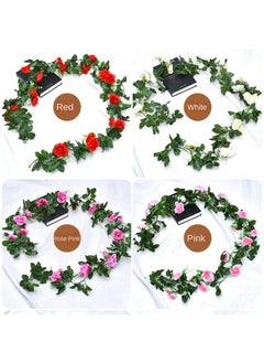 Generic 10Pcs Artificial flower rose vine wall decoration flower vine Red  - Image 2