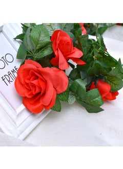Generic 10Pcs Artificial flower rose vine wall decoration flower vine Red  - Image 5