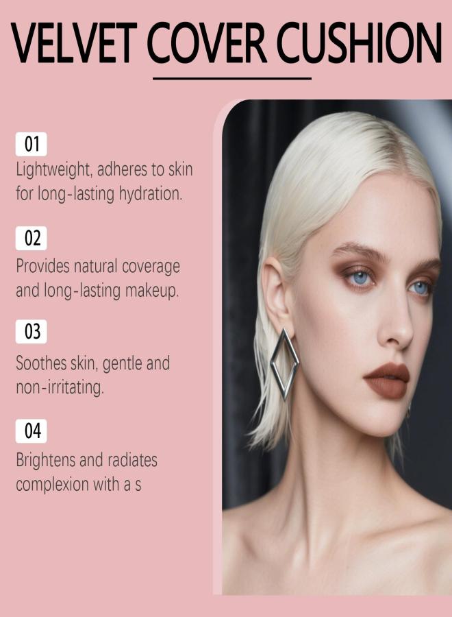 zephoco Moisturizing concealer cushion with velvet texture creates a soft and flawless base makeup     Dark skin - Image 3