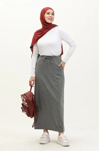 Bwest Waist Tied Pocket Sports Skirt - 0152 - Anthracite