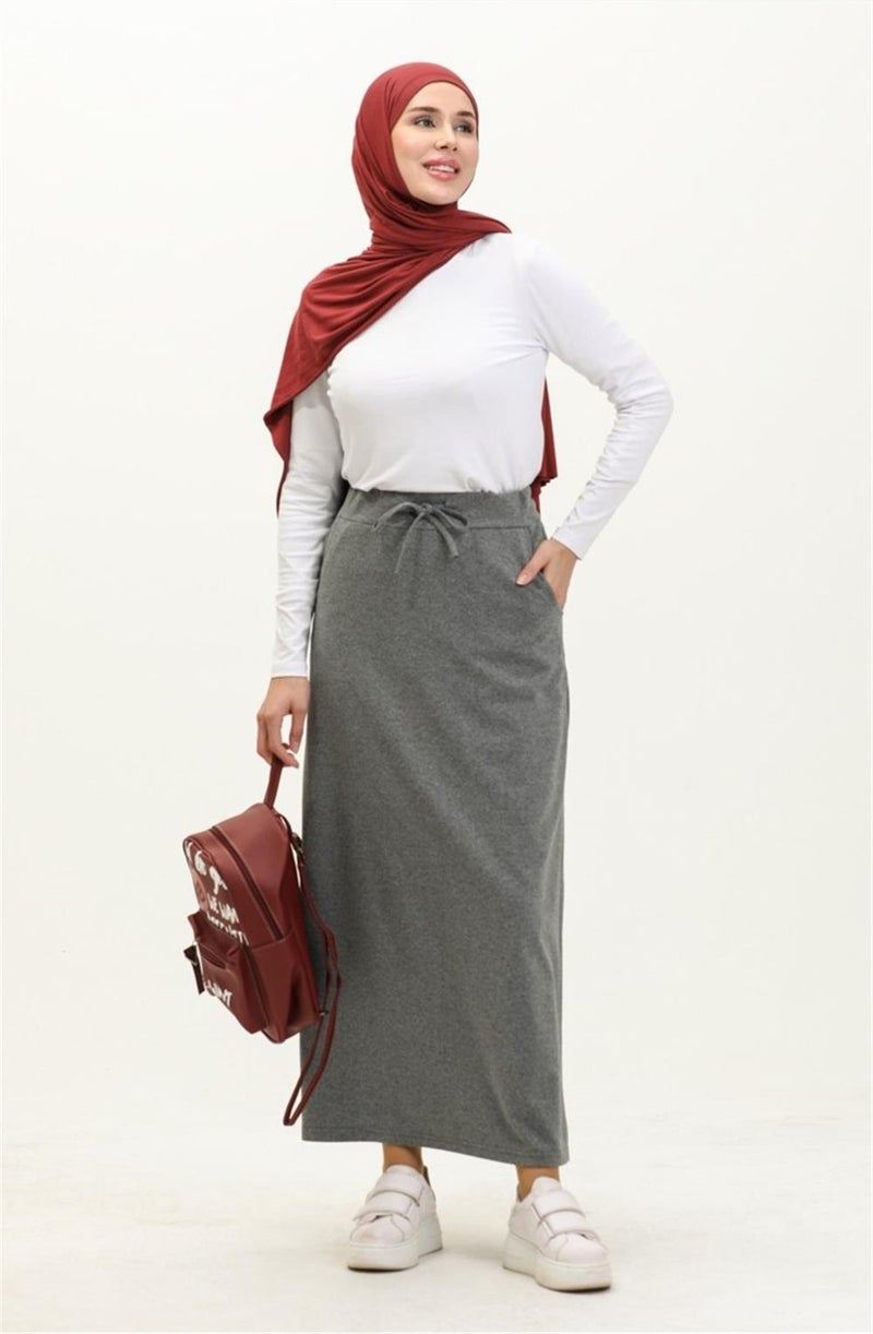 Bwest Waist Tied Pocket Sports Skirt - 0152 - Anthracite  - Image 1