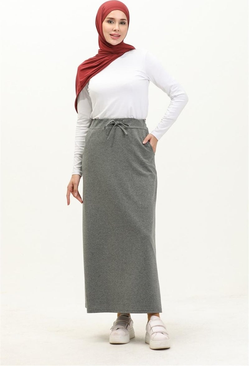 Bwest Waist Tied Pocket Sports Skirt - 0152 - Anthracite  - Image 3