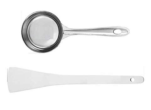 Bekner Bekner STAINLESSSTEEL Silver Spatula for Cooking Kitchen Utensils Serving and Cooking Set PALTA and DOSA Making LADLE Pack of 2 1 Turner 1 Short Pour Ladle with Flat Base Stainless Steel - Image 2