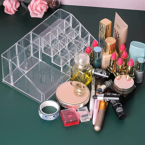 Styxon Clear 16 Slots Acrylic Cosmetic and Makeup Palette Organizer | Audrey Collection, 8.75 X 5 X 3.12 in - Image 3