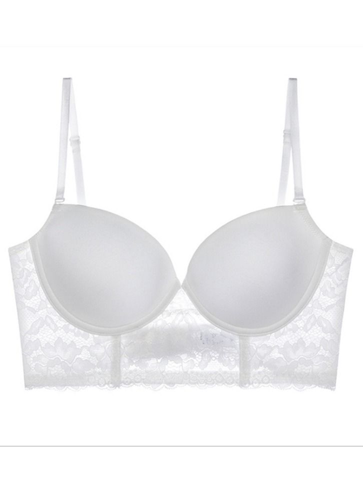 Solid Color Thin Cup Lace Bra White