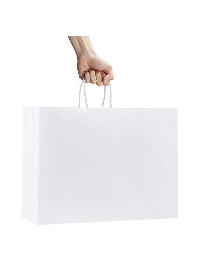 MESHA Gift Bags White Paper Bags 50Pcs 16X6X12 Inches Kraft Paper Bags With Handles Bulkshopping Bags For Grocery Merchandiselarge Recycled Paper Bagsretail Bags For Small Business - Image 1