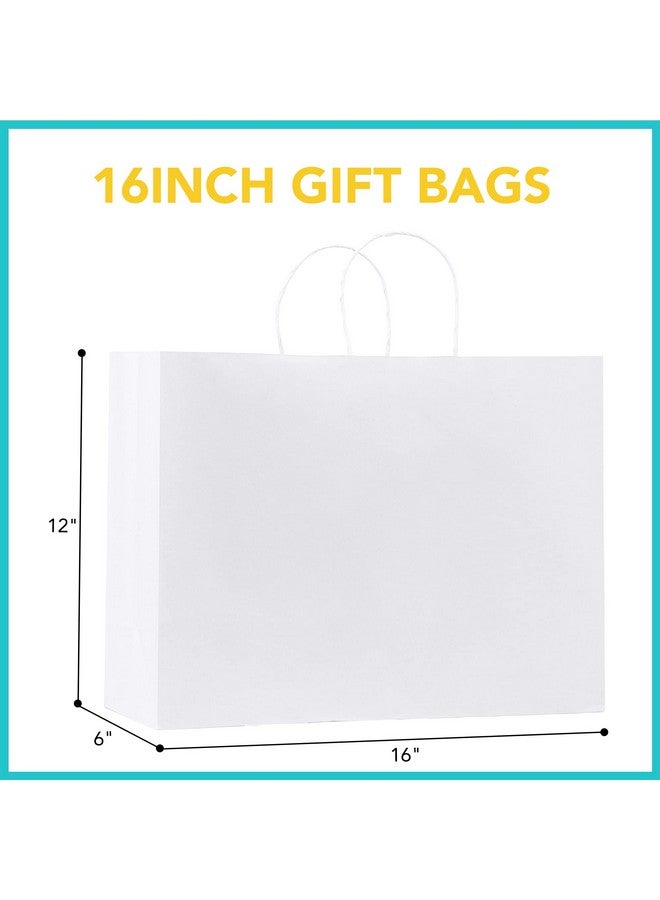 MESHA Gift Bags White Paper Bags 50Pcs 16X6X12 Inches Kraft Paper Bags With Handles Bulkshopping Bags For Grocery Merchandiselarge Recycled Paper Bagsretail Bags For Small Business - Image 2