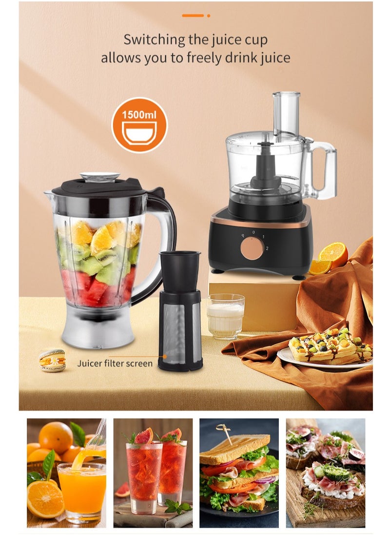 sokany - Food Processor 34 Functions 9-in-1 (Blender + Grinder + Dough Maker + Whisker + Food Processor) 1000W SK-7040 Black - Image 1