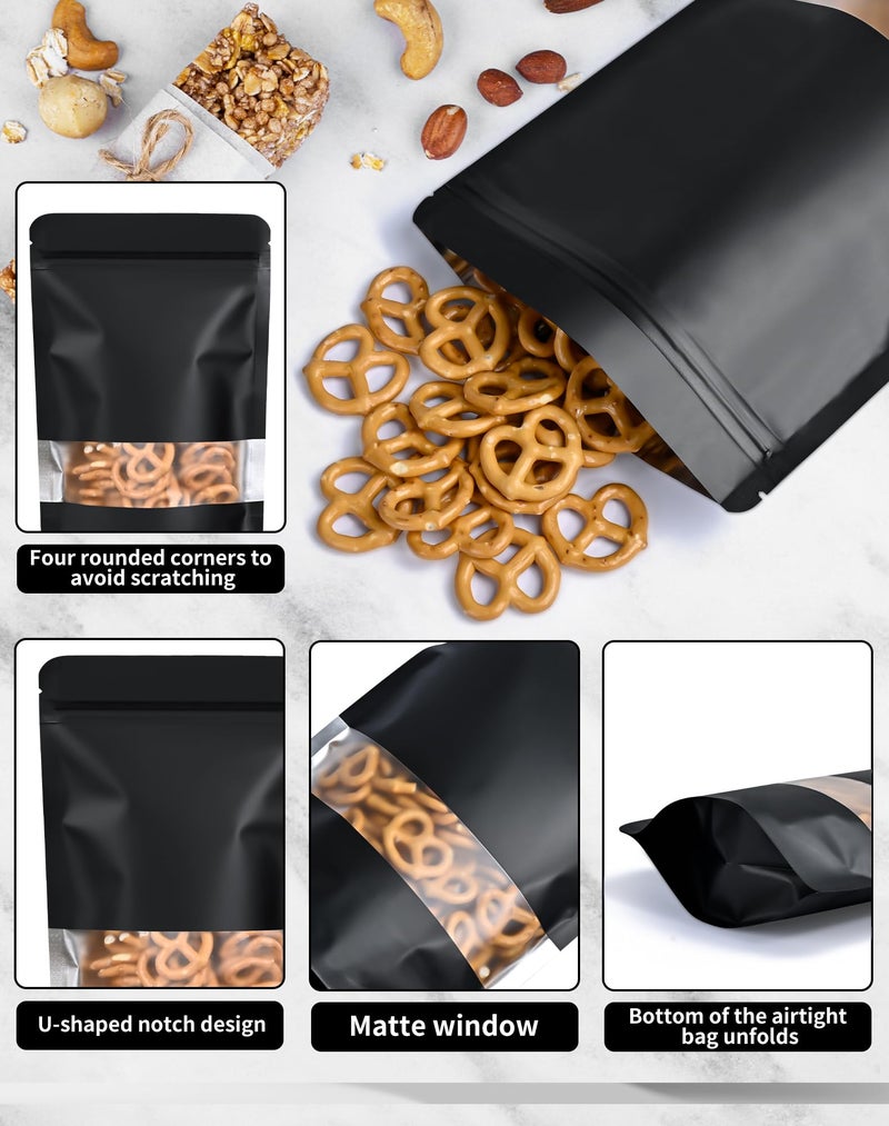 FireKylin 100 Pack Smell Proof Bags, Resealable Bags with Matte Window, Foil Pouch Stand Up Sealable Bags for Packagingï¼ˆBlack,3.5" x 5.1"ï¼‰ - Image 3