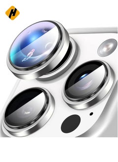 Camera Protection for iPhone 16 Pro/16 Pro Max – [Convex Platform HD Tempered Glass] + [Aluminium Ring] Camera Lens Protector (Silver)