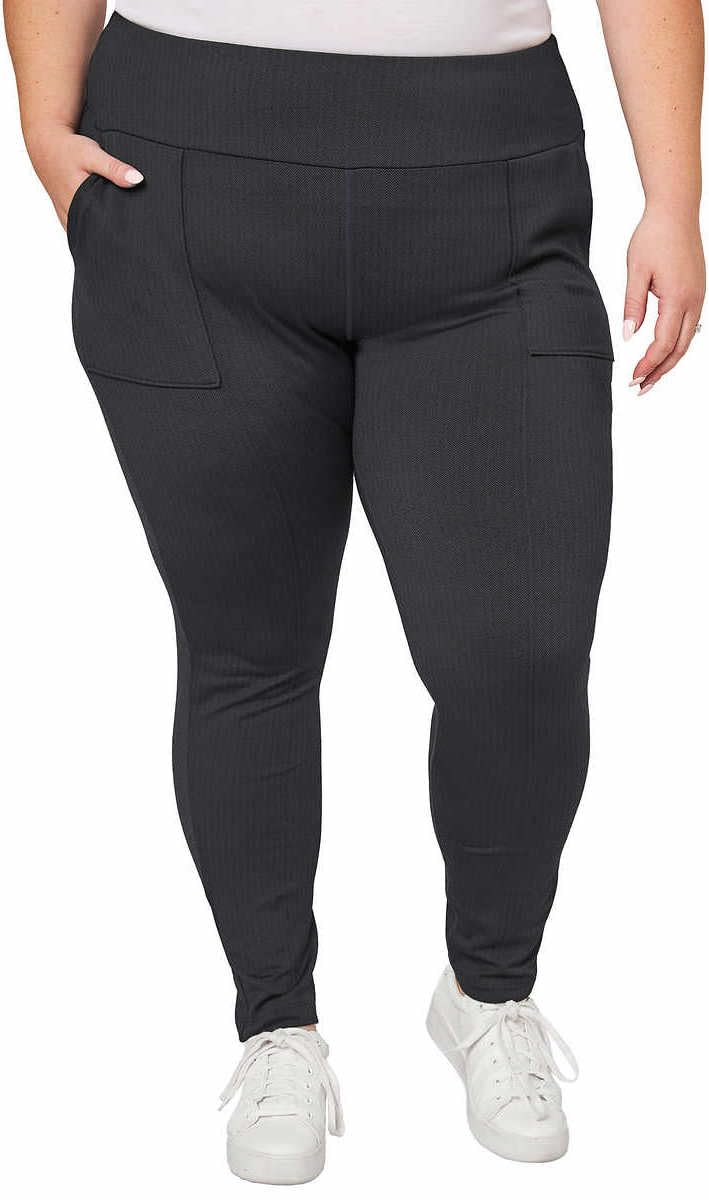 Mondetta Womens Midweight High Rise Jacquard Knit Legging (US, Alpha, Large, Regular, Regular, Black/Gray) - Image 2
