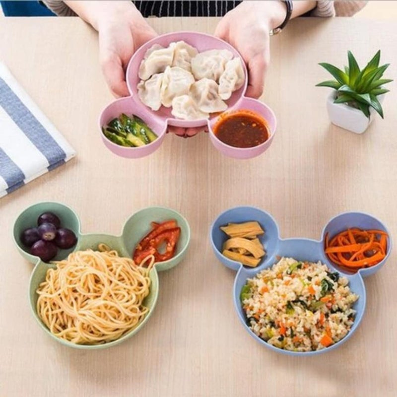 Suzec Plastic Unbreakable Mickey Mouse Shaped Plate for Kids for Breakfast Lunch Dinner and Snack Serving Sectioned Food Plates Multicolors Pack of 1 - Image 4