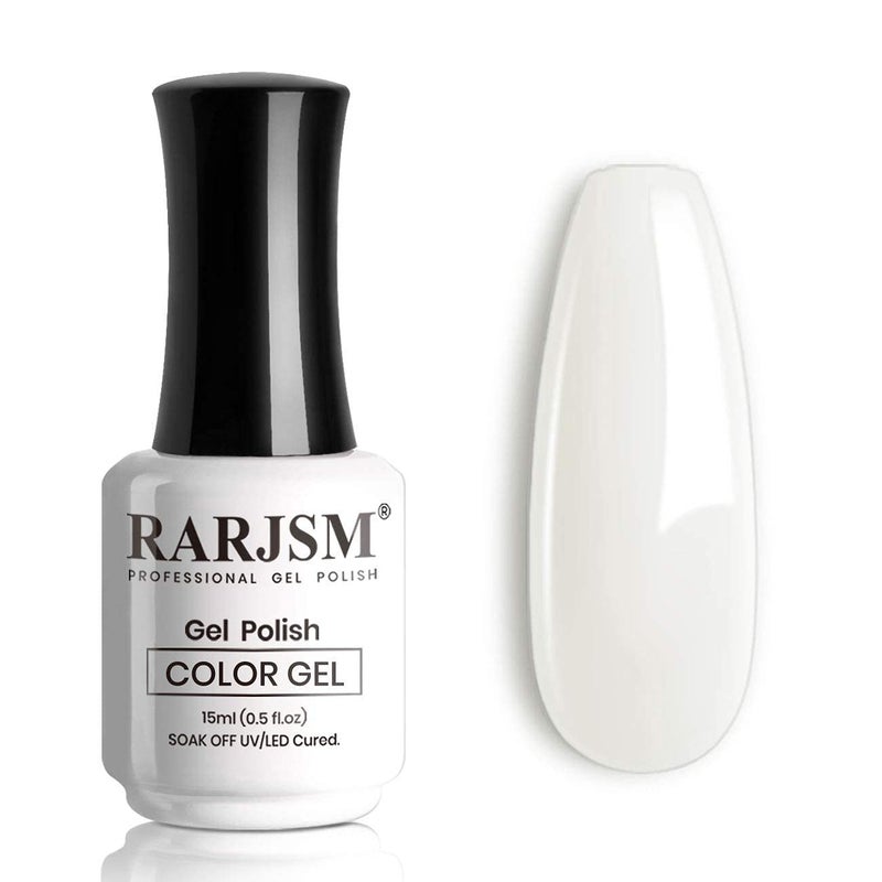 RARJSM Milky White Gel Polish, 15ML French White Nail Art Manicure Varnish LED UV Translucent Gel Nail Polish Soak Off Clear Nail Gel Sheer White Gel Polish - Image 1