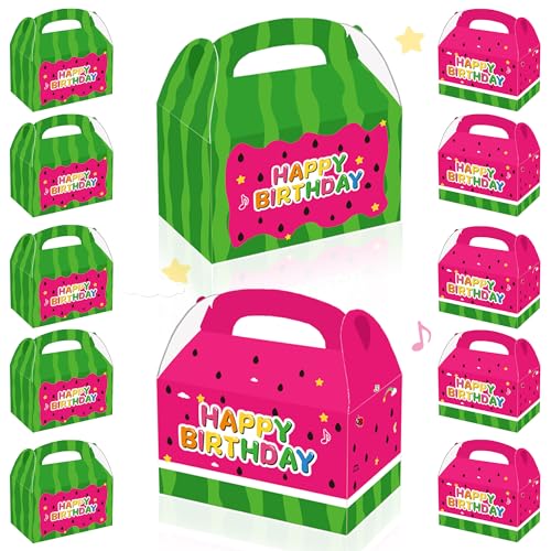 WEGYMER Watermelon Party Candy Boxes 16Pcs Cartoon Melon Birthday Party Supplies Goodie Bags for Watermelon Theme Birthday Decorations CocoBaby Shower Party Supplies - Image 1