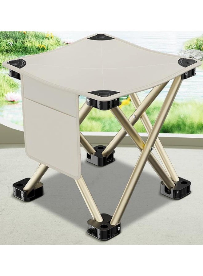 كرسي تخييم، كرسي قابل للطي محمول ومُحسّن مقاس 13 بوصة. كرسي خفيف الوزن مثالي لصيد الأسماك للبالغين والمشي في الهواء الطلق والنزهات على الشاطئ ويمكنه تحمل ما يصل إلى 450 رطلاً (بيج) (بيج) - Image 2