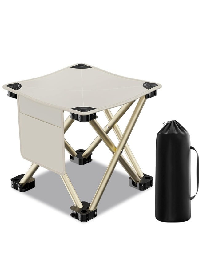 كرسي تخييم، كرسي قابل للطي محمول ومُحسّن مقاس 13 بوصة. كرسي خفيف الوزن مثالي لصيد الأسماك للبالغين والمشي في الهواء الطلق والنزهات على الشاطئ ويمكنه تحمل ما يصل إلى 450 رطلاً (بيج) (بيج) - Image 1