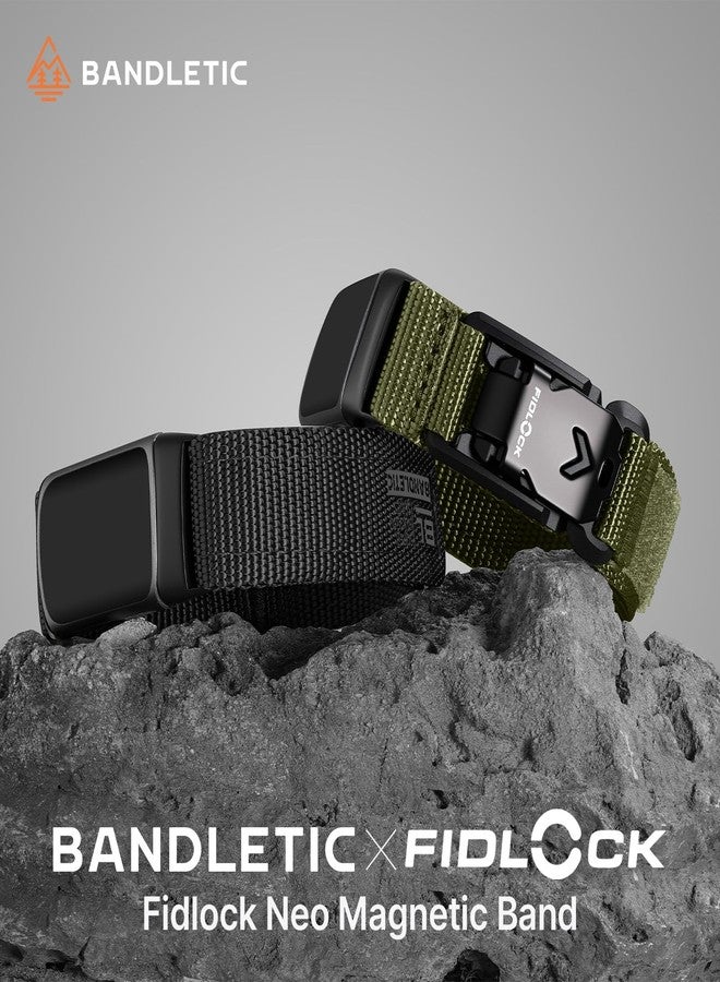 Bandletic سوار Bandletic الرياضي متوافق مع أساور Fitbit Charge 6/5 للرجال والنساء، أساور معصم بديلة متينة من النايلون الناعم مع مشبك مغناطيسي على شكل حرف V لجهاز تتبع اللياقة البدنية Fitbit Charge 5/6 - Image 2