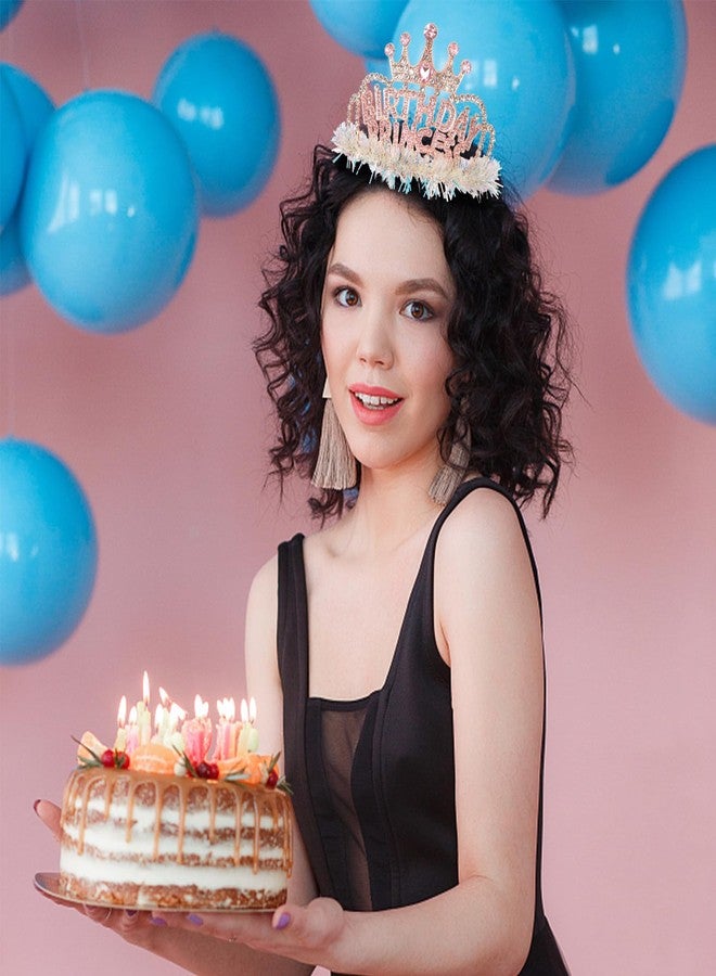 ACO-UINT Birthday Crown for Women, Pink Birthday Princess Crown Happy Birthday Headband, Birthday Girl Crown Birthday Princess Tiara Birthday Decorations Gifts - Image 3