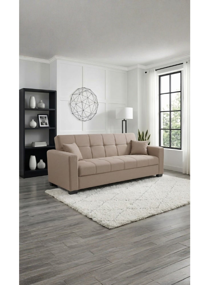 KARNAK Alba 2-in-1 Sofa Cum Bed 3 Seater Convertible Sleeper Sofa with Storage & Cushions (Brown) - Image 1