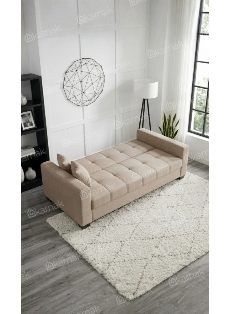 KARNAK Alba 2-in-1 Sofa Cum Bed 3 Seater Convertible Sleeper Sofa with Storage & Cushions (Brown) - Image 4