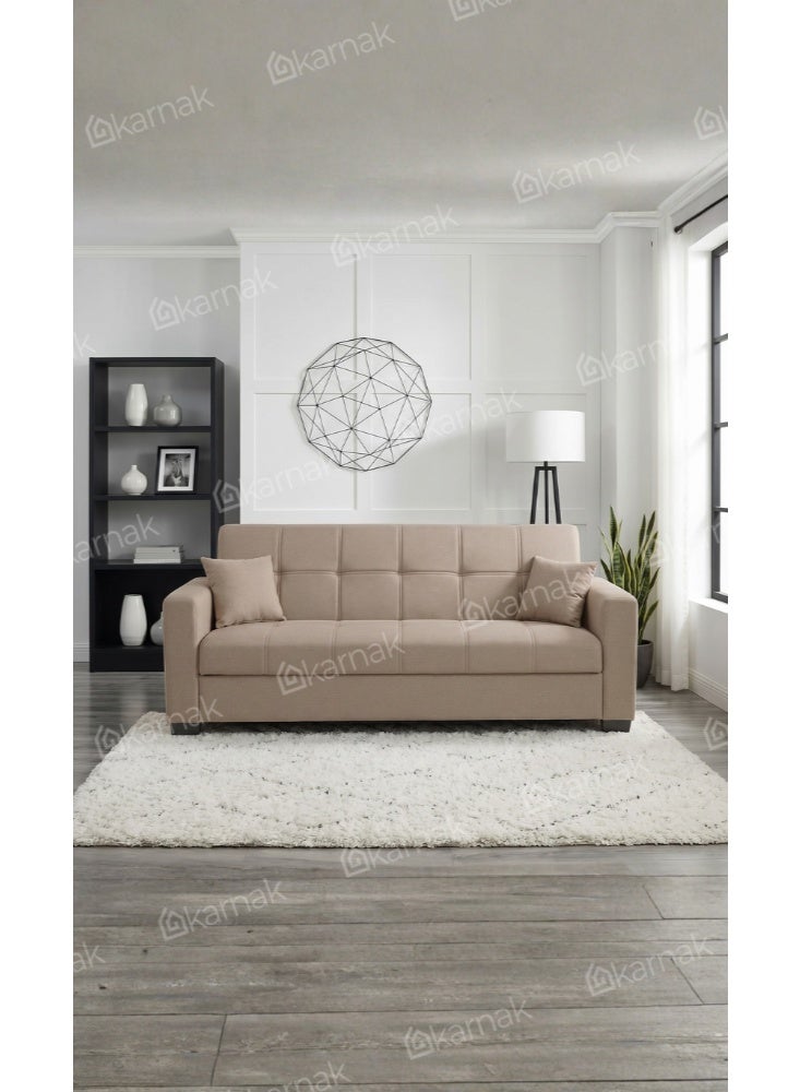 KARNAK Alba 2-in-1 Sofa Cum Bed 3 Seater Convertible Sleeper Sofa with Storage & Cushions (Brown) - Image 3