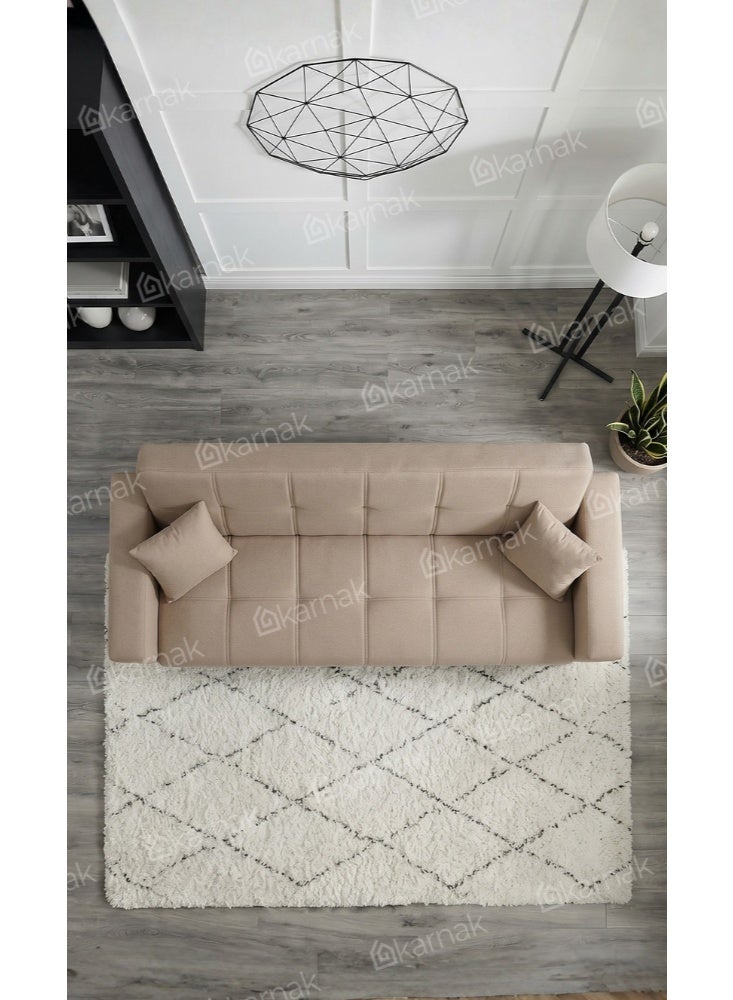 KARNAK Alba 2-in-1 Sofa Cum Bed 3 Seater Convertible Sleeper Sofa with Storage & Cushions (Brown) - Image 5