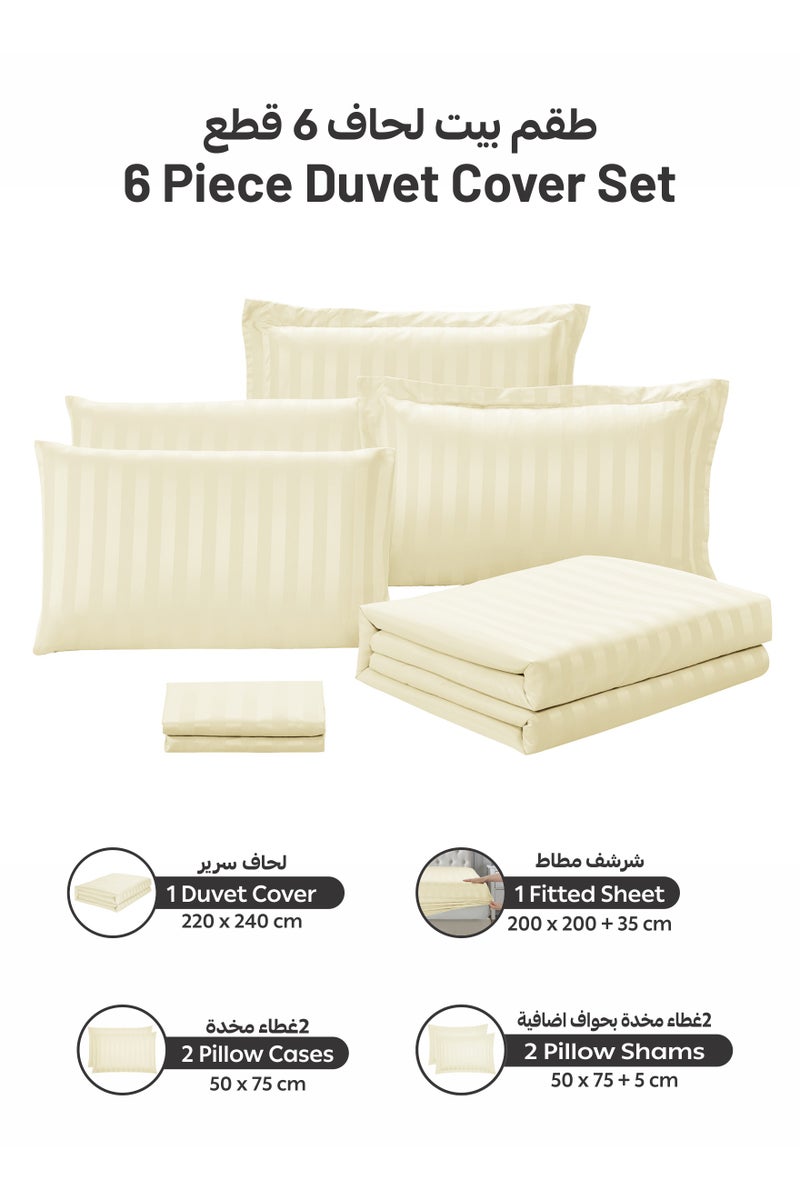 Donetella Striped Duvet Cover Set King Size Fits 200x200 cm - 6-Pcs Bed Set, Microfiber Fabric - 1 Duvet Cover, 1 Fitted Sheet, 2 Pillow Sham, 2 Pillowcase (Filler Not Included) - Image 4