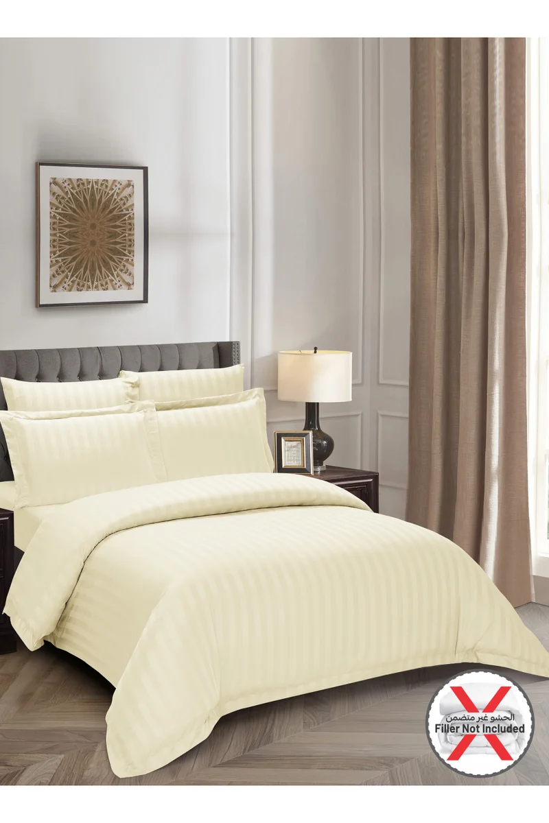 دوناتيلا Striped Duvet Cover Set King Size 220x240 cm - 6-Pcs Bed Set, Microfiber Fabric - 1 Duvet Cover, 1 Fitted Sheet, 2 Pillow Sham, 2 Pillowcase (Filler Not Included)