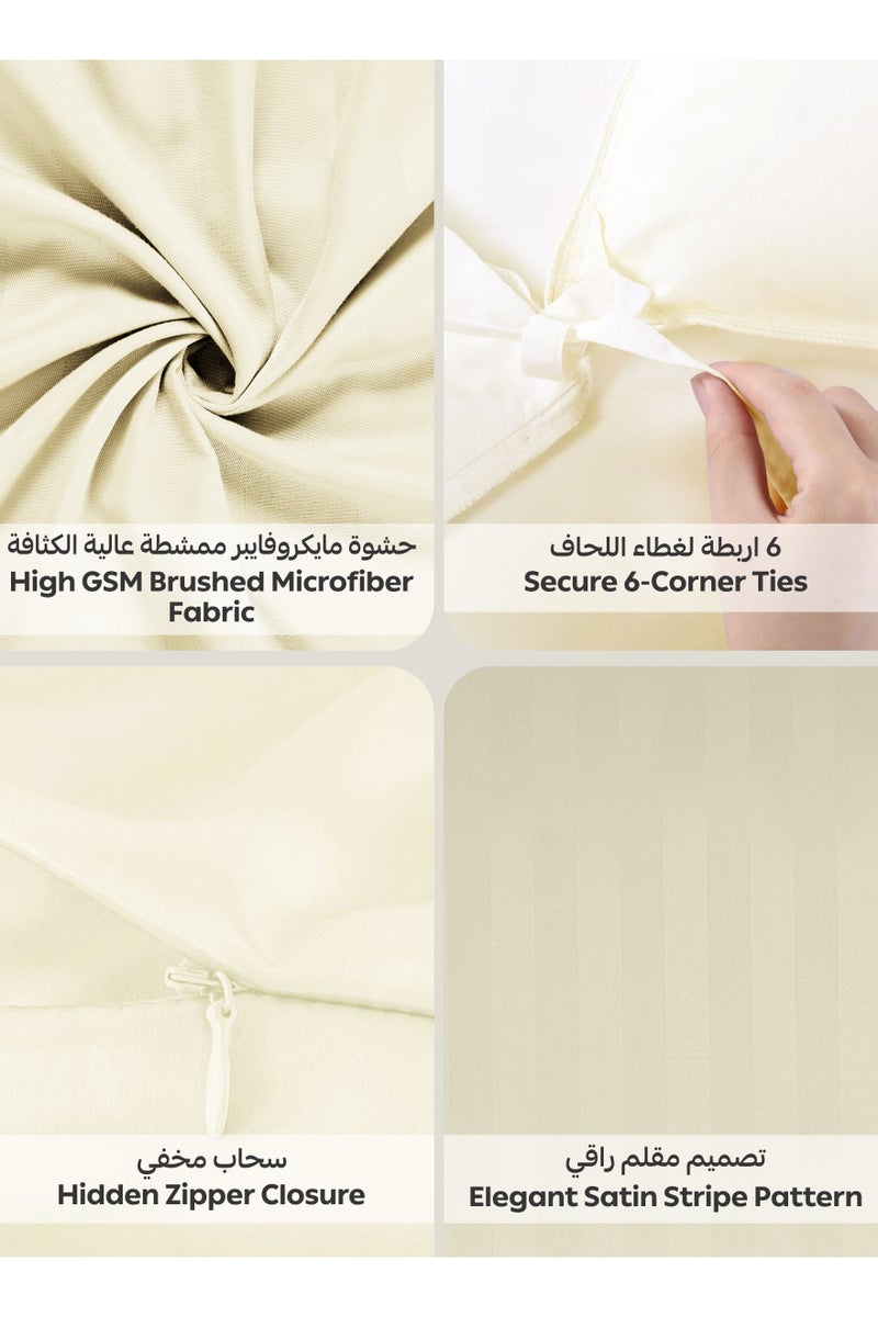 Donetella Striped Duvet Cover Set King Size Fits 200x200 cm - 6-Pcs Bed Set, Microfiber Fabric - 1 Duvet Cover, 1 Fitted Sheet, 2 Pillow Sham, 2 Pillowcase (Filler Not Included) - Image 5