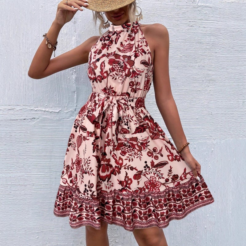 Shipped New Floral Neck Dress - Image 5
