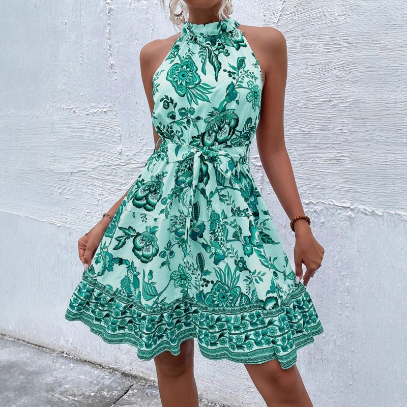 Shipped New Floral Neck Dress - Image 4