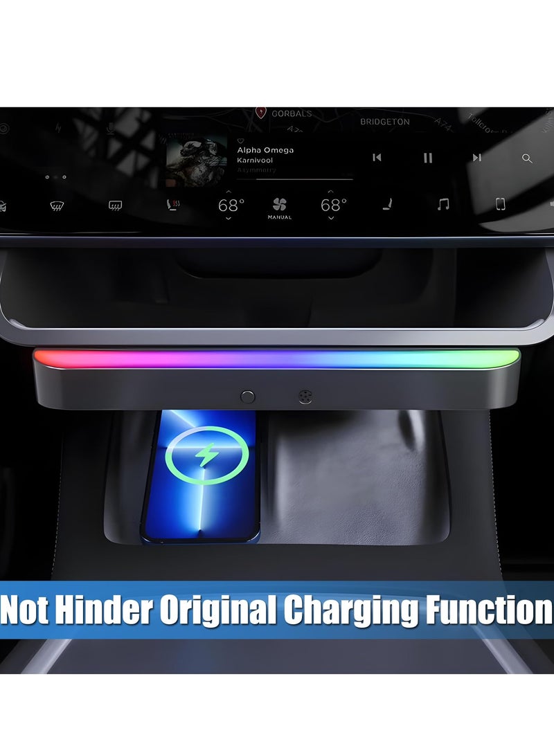 Loquat Center Console Organizer Tray for Tesla Model Y/3, Under Screen Storage Box with Ambient Light, Dashboard Organizer Tissue Holder for Model Y/3 Accessories 2024 2023 2022 2021 - Image 5