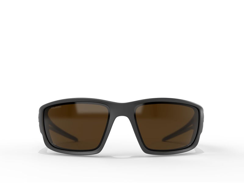 EDGE Kazbek Polarized Wrap-Around Safety Glasses, Anti-Scratch, Non-Slip, UV 400, Military Grade, ANSI/ISEA & MCEPS Compliant, 5.04" Wide, Black Frame/Copper Lens - Image 2