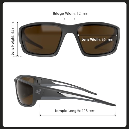 EDGE Kazbek Polarized Wrap-Around Safety Glasses, Anti-Scratch, Non-Slip, UV 400, Military Grade, ANSI/ISEA & MCEPS Compliant, 5.04" Wide, Black Frame/Copper Lens - Image 4