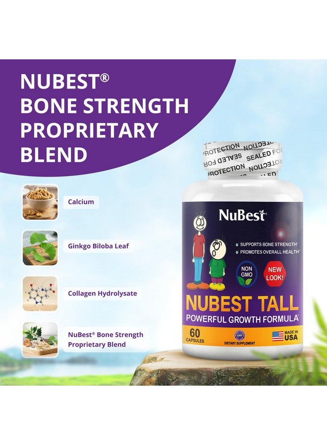 نوبست NuBest Tall - دعم قوة العظام والمناعة وعظام أقوى بالكالسيوم والكولاجين والأعشاب للأعمار من 5 سنوات فما فوق والمراهقين الذين لا يشربون الحليب يوميًا - 60 كبسولة | إمداد لمدة شهر - Image 2