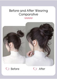 Ocean Messy Curly Hair Bun Extensions, Wavy Synthetic Chignon with High Elastic Claw, Hair Accessories Donut Roller Bun Wig for Women Updo Scrunchies, Brown  - Image 2