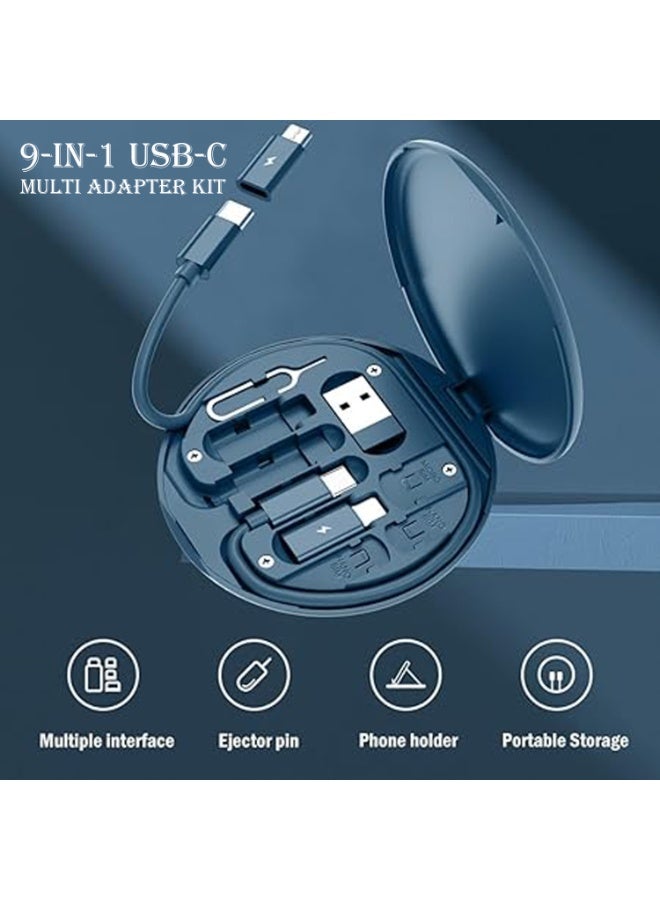 9-in-1 USB to USB-C OTG Adapter Kit | Multi-Port Charging & Data Transfer Cable Set with SIM Storage Case - Image 1