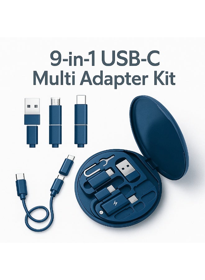 9-in-1 USB to USB-C OTG Adapter Kit | Multi-Port Charging & Data Transfer Cable Set with SIM Storage Case - Image 3