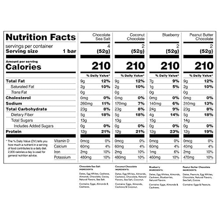 RXBAR، مجموعة متنوعة، بار بروتين، 1.83 أونصة (عبوة من 10)، وجبة خفيفة غنية بالبروتين، خالية من الجلوتين - Image 3