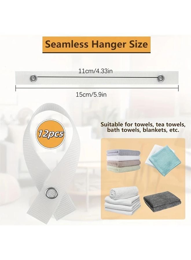12pcs White Canvas Wall Mounted Towel Hanger With Snap Button Closure - Image 4