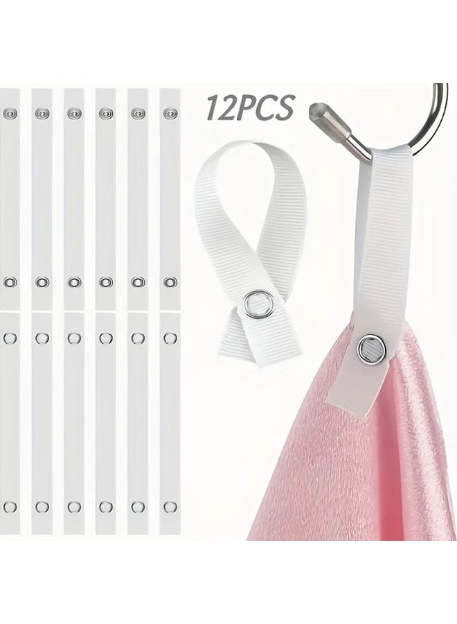 12pcs White Canvas Wall Mounted Towel Hanger With Snap Button Closure - Image 1