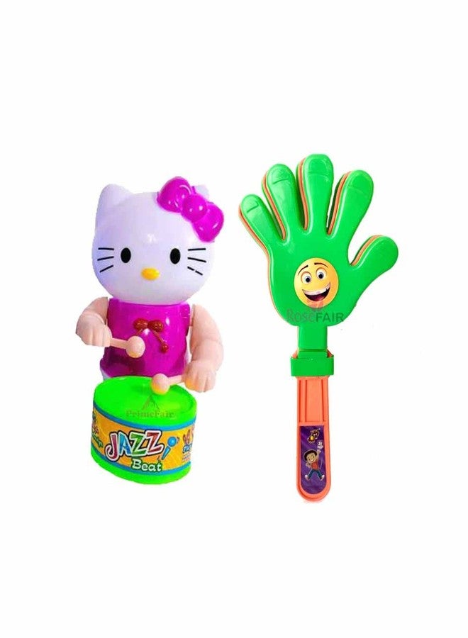 ROSEFAIR Key Operated Cute Drummer Toy with Noisemakers Favors Concert Party Cheering Props Children clap clap Your Hands Small Hands Clapping Toys for Kids (PROPS-KITTY-02) - Image 1