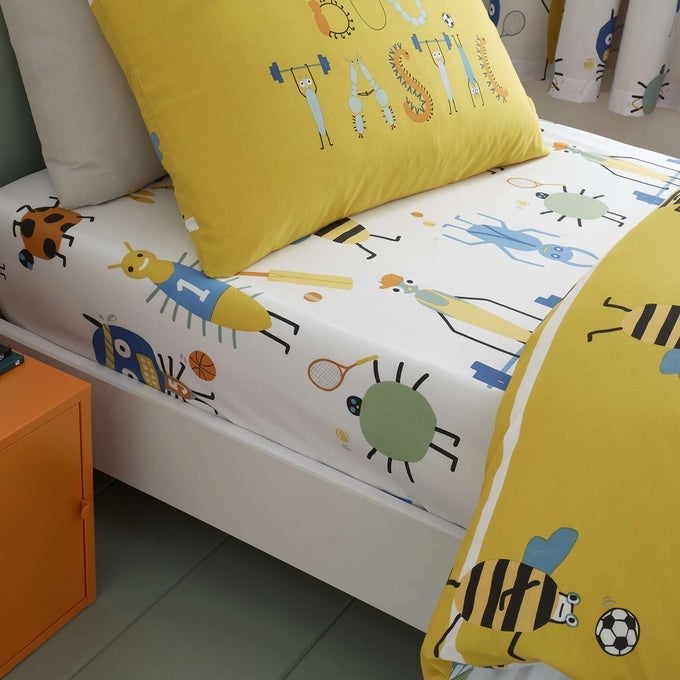 BUGTASTIC DOUBLE EASY CARE FITTED SHEET YELLOW DOUBLE FITTED SHEET